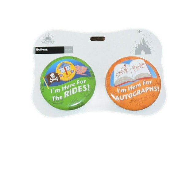 Disney Store I Am Here For The Rides I Am Here For The Autographs Button Set - Picture 3 of 5